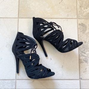 Atmosphere Black Suede Lace up Heels Size 6